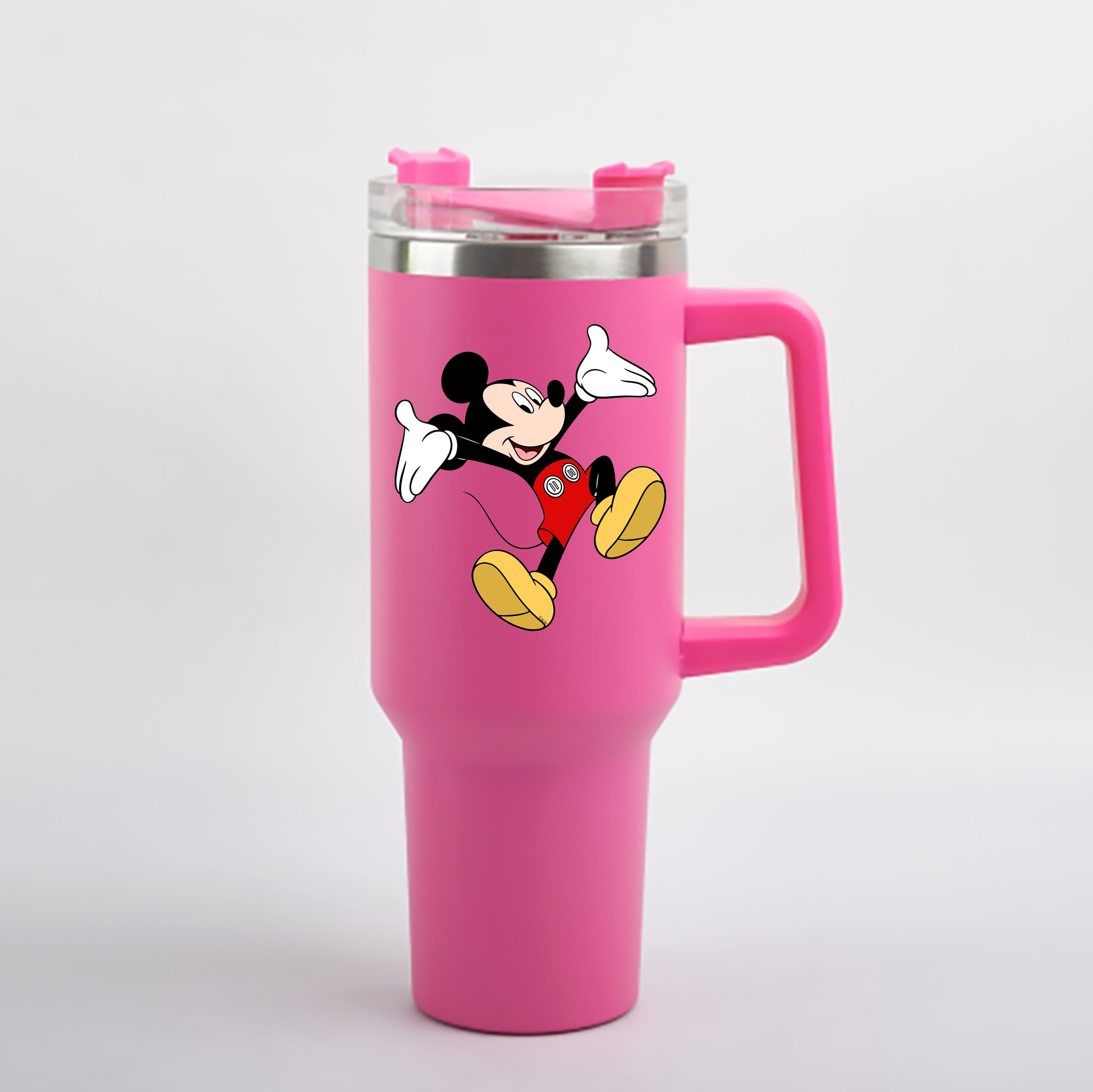 （画像用） ミッキーマウス Mickey Mouse 1200mL車用タンブラー - クリスタルステッカー（プラスチックストロー付き）